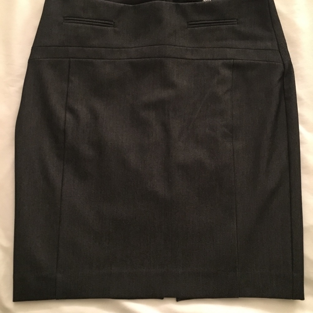 Above the knee, dressy chambray pencil skirt